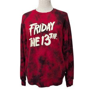 Vans x Friday The 13th Unisex Size S Red Tie Dye Crew Neck Pullover Sweatshirt